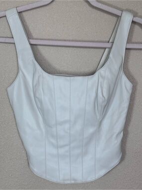 Abercrombie & Fitch Faux Leather Corset Tank Top Vegan Leather Bustier Y2K